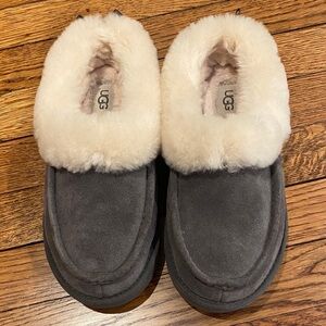 UGG Charcoal and Cream Shearling Slippers